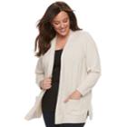 Plus Size Croft & Barrow&reg; Essential Open Front Cardigan, Women's, Size: 1xl, Lt Beige