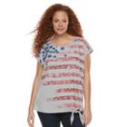 Plus Size Rock & Republic&reg; Paisley Flag Front-tie Tee, Women's, Size: 3xl, Grey