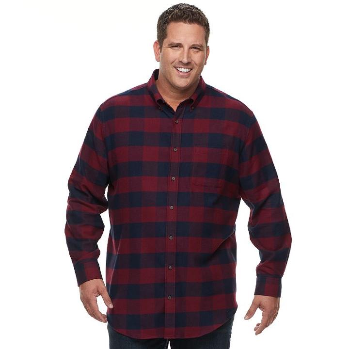 Big & Tall Croft & Barrow&reg; True Comfort Classic-fit Flannel Button-down Shirt, Men's, Size: 3xl Tall, Dark Red