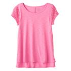 Girls Plus Size So&reg; Floral Lace Sleeve Tee, Size: 20 1/2, Brt Pink