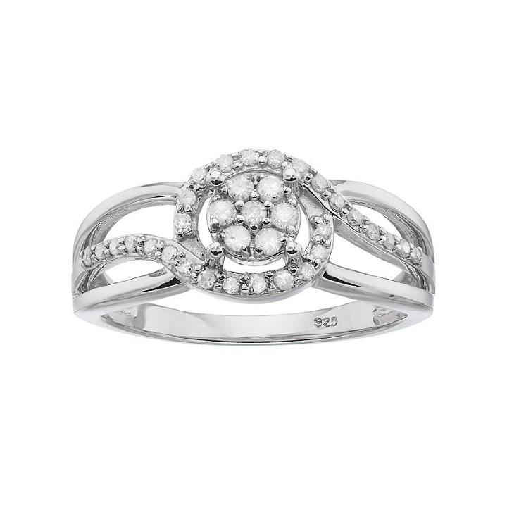 I Promise You Sterling Silver 1/4 Carat T.w. Diamond Halo Promise Ring, Women's, Size: 7, White