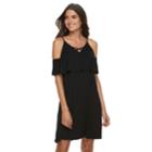 Women's Apt. 9&reg; Strappy Cold-shoulder A-line Dress, Size: Xs, Black