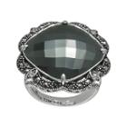 Lavish By Tjm Sterling Silver Hematite And Crystal Ring - Made With Swarovski Marcasite, Women's, Size: 7, Black