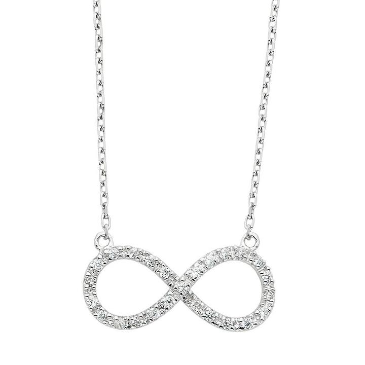 Diamond Essence Crystal & Diamond Accent Sterling Silver Infinity Necklace - Made With Swarovski Crystals, Women's, White