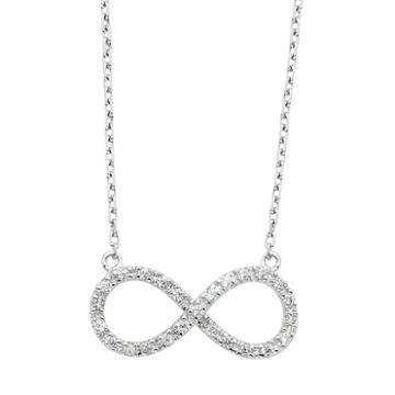 Diamond Essence Crystal & Diamond Accent Sterling Silver Infinity Necklace - Made With Swarovski Crystals, Women's, White