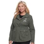 Juniors' Plus Size Her Universe Star Wars Patched Anorak Military Jacket, Teens, Size: 2xl, Brt Green