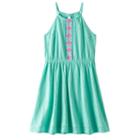 Girls 7-16 & Plus Size So&reg; Eyelet Crinkle Knit Dress, Girl's, Size: S/7-8, Turquoise/blue (turq/aqua)