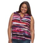Plus Size Dana Buchman High-low Henley, Women's, Size: 2xl, Dark Pink