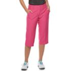 Women's Pebble Beach Performance Stretch Twill Golf Capris, Size: 12, Dark Pink