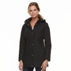 Women's Weathercast Hooded Quilted Walker Jacket, Size: Large, Black