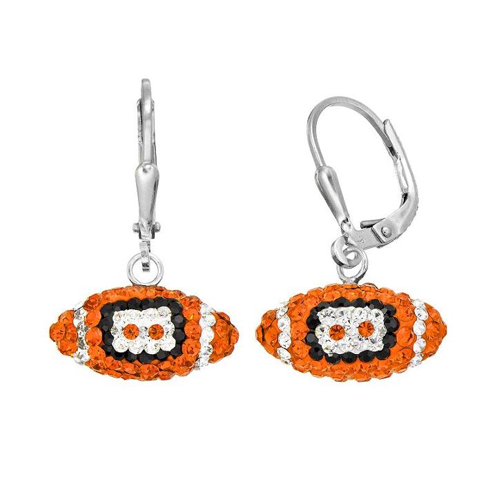 Syracuse Orange Crystal Sterling Silver Football Drop Earrings, Women's, Multicolor