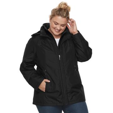 Plus Size D.e.t.a.i.l.s Hooded Anorak Jacket, Women's, Size: 1xl, Black