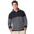 Men's Chaps Classic-fit Striped Easy-care Quarter-zip Pullover, Size: Large, Blue