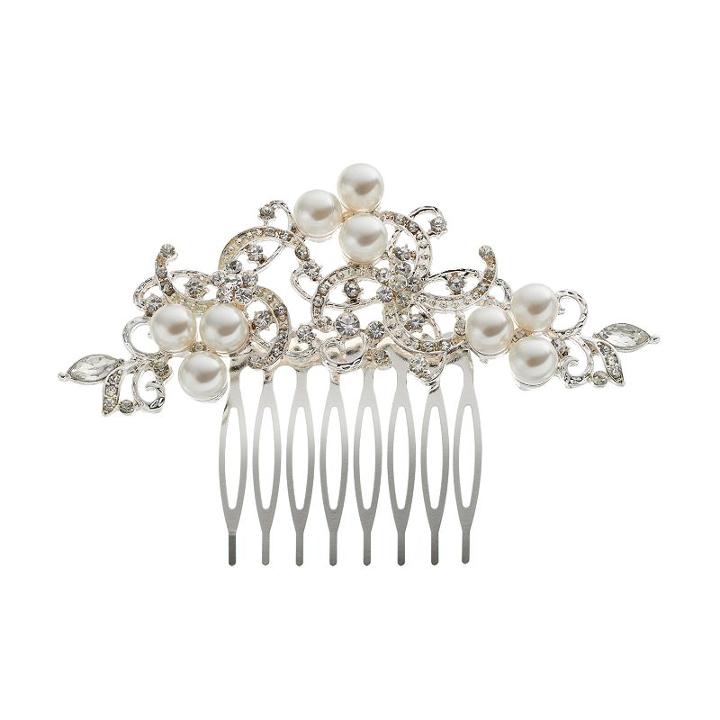 Franco Gia Filigree Hair Comb, White