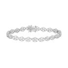 Sterling Silver Lab-created White Sapphire Flower Tennis Bracelet, Women's, Size: 7.25