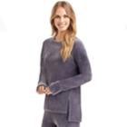 Women's Cuddl Duds Plush Velour Pullover Top, Size: Xlrg Av/rg, Dark Grey