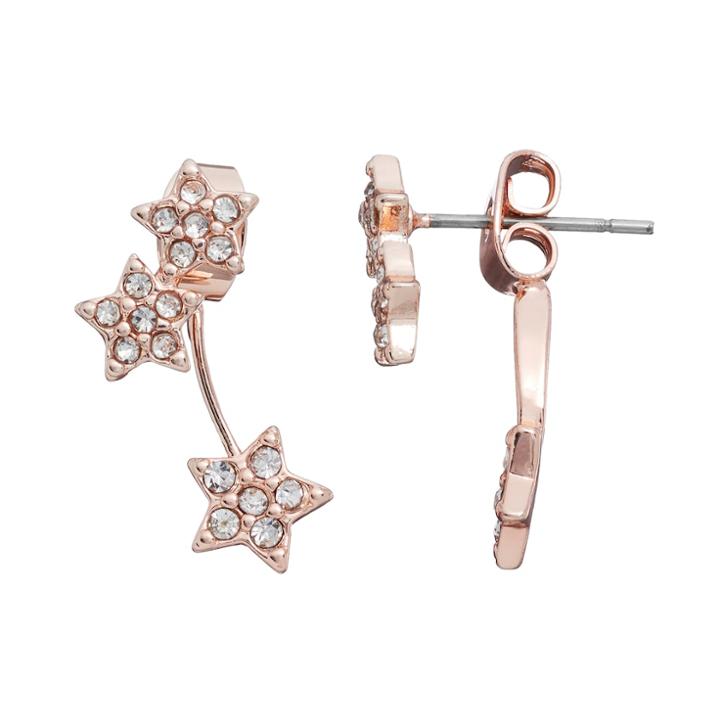Lc Lauren Conrad Runway Collection Star Front Back Earrings, Women's, Med Pink