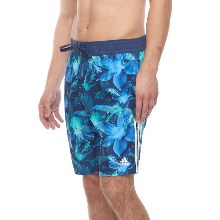 Men's Adidas Hibiscus Floral Microfiber Volley Shorts, Size: Xxl, Green
