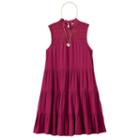 Girls 7-16 Knitworks Tiered Lace Trim Dress With Necklace, Girl's, Size: 12, Dark Red