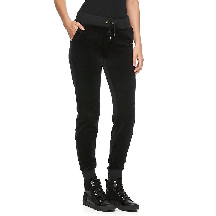 Women's Juicy Couture Solid Velour Jogger Pants, Size: Medium, Black