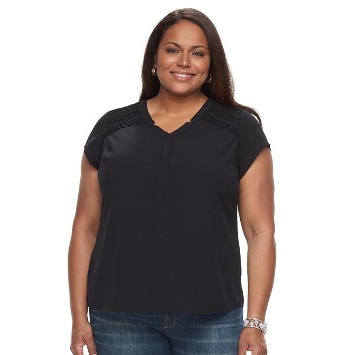 Plus Size Croft & Barrow&reg; Printed Woven Top, Women's, Size: 1xl, Black
