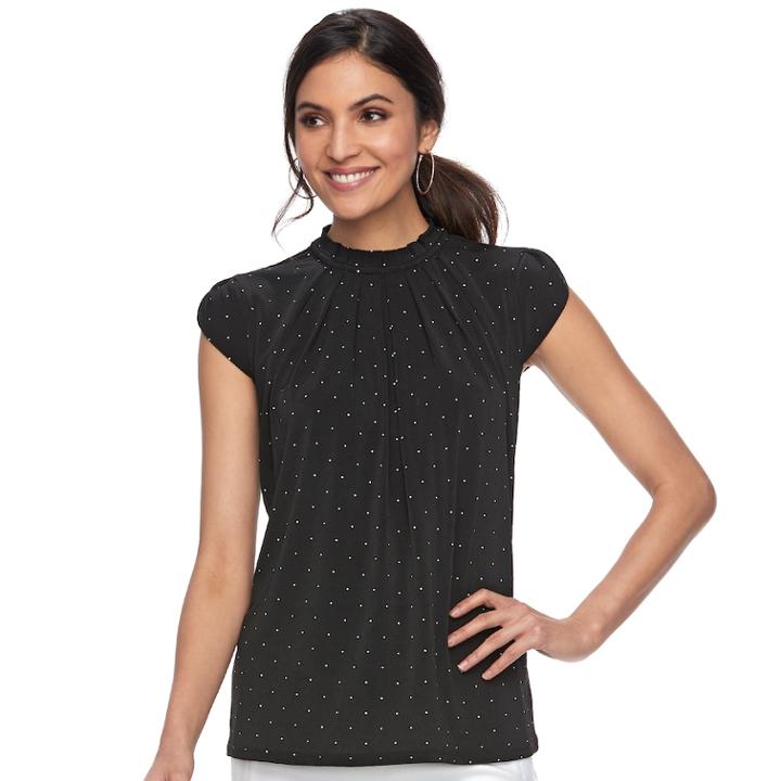 Women's Elle&trade; Pleated Mockneck Top, Size: Xl, Black