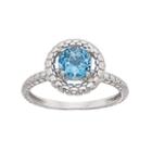 Swiss Blue Topaz 14k White Gold Halo Ring, Women's, Size: 7