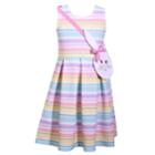 Girls 4-6x Bonnie Jean Striped Dress & Bunny Purse Set, Size: 4, Pink