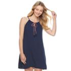 Juniors' Lily Rose Tie Front Shift Dress, Girl's, Size: Small, Blue (navy)