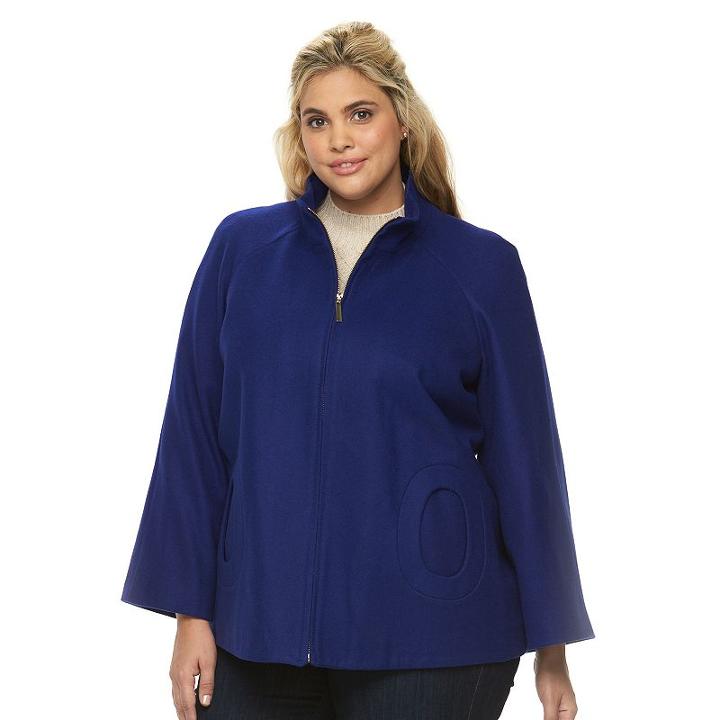 Plus Size Braetan Wool-blend Jacket, Women's, Size: 3xl, Blue