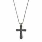 Lynx Men's Stainless Steel Hammered Cross Pendant Necklace, Size: 24, Black