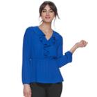 Women's Elle&trade; Ruffle Peplum Top, Size: Xs, Blue