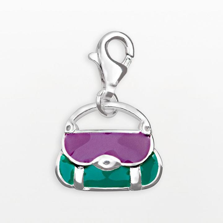 Sterling Silver Purse Charm, Women's, Green