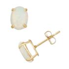 Lab-created Opal 10k Gold Oval Stud Earrings, Women's, White