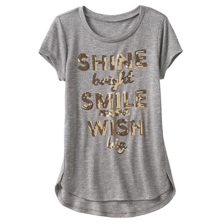 Girls 7-16 Miss Chievous Hatchi Knit Sequin High-low Hem Top, Girl's, Size: Medium, Grey (charcoal)