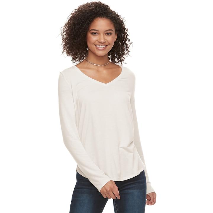 Juniors' So&reg; Perfect V-neck Tee, Teens, Size: Large, White