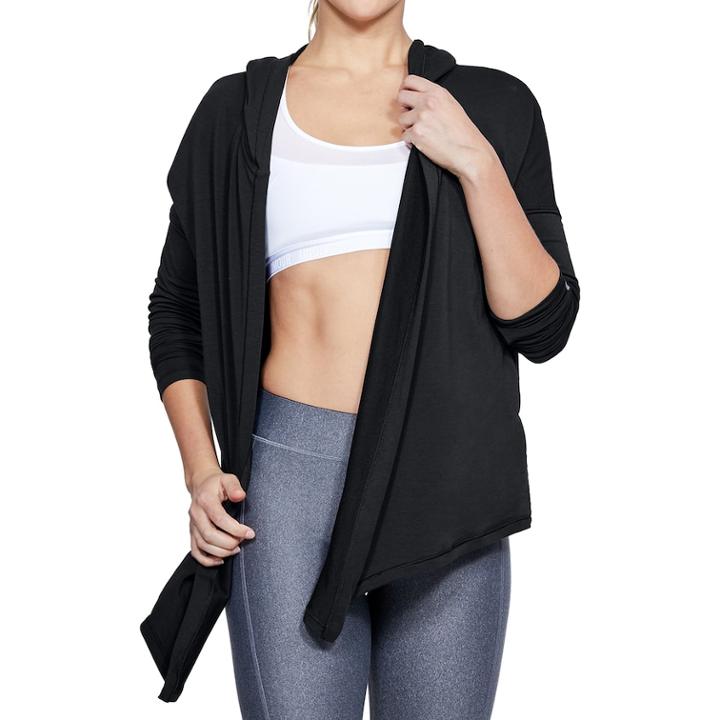 Women's Under Armour Terry Open Front Top, Size: Large, Black
