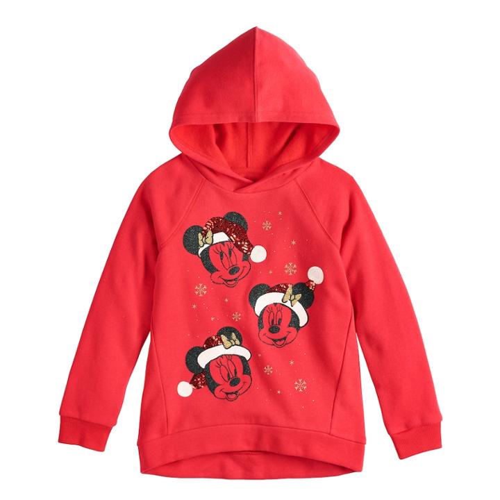 Disney's Minnie Mouse Girls 4-10 Christmas Hooded Pullover By Jumping Beans&reg;, Size: 5, Red