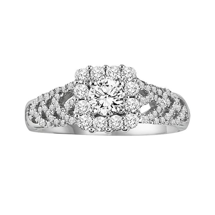 Cherish Always Round-cut Diamond Frame Engagement Ring In 10k White Gold (3/4 Ct. T.w.), Women's, Size: 9
