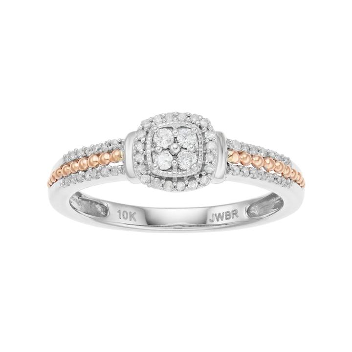 Two Tone 10k Gold 1/5 Carat T.w. Diamond Ring, Women's, Size: 6, White