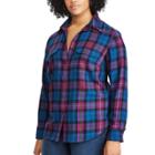 Plus Size Chaps Plaid Cotton Work Shirt, Women's, Size: 1xl, Blue
