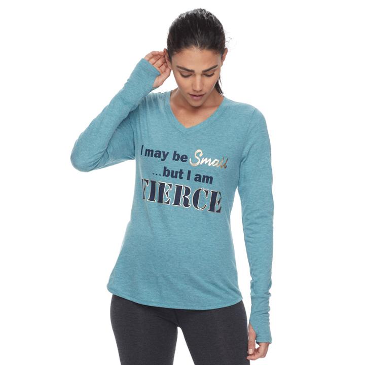 Petite Tek Gear Graphic Athletic Tee, Women's, Size: S Petite, Turquoise/blue (turq/aqua)