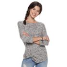 Juniors' Miss Chievous Cozy Twist-front Top, Teens, Size: Small, Grey