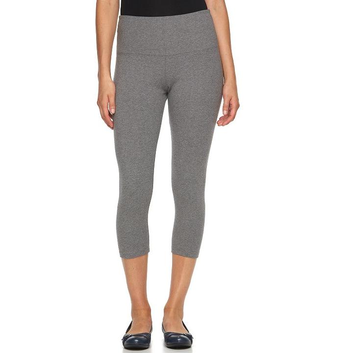 Women's Croft & Barrow&reg; Tummy Control Capri Leggings, Size: Small, Dark Grey