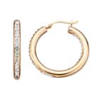 Crystal 14k Gold Over Silver Inside-out Hoop Earrings, Women's, White
