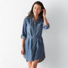 Petite Sonoma Goods For Life&trade; Chambray Shirtdress, Women's, Size: Xs Petite, Dark Blue
