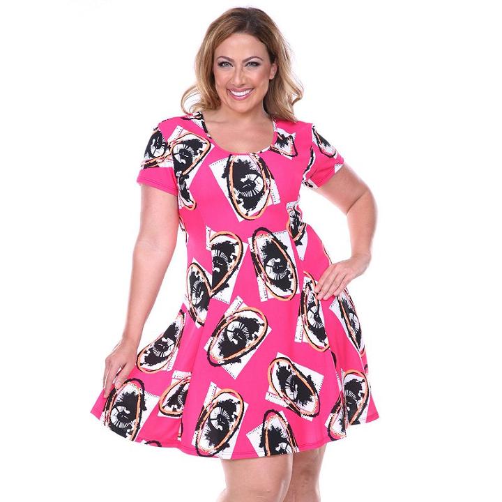 Plus Size White Mark Floral Fit & Flare Dress, Women's, Size: 1xl, Pink
