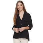 Juniors' Candie's&reg; Solid Lace Crepe Blouse, Teens, Size: Xl, Black