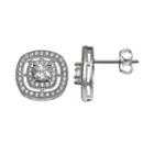 The Silver Lining Cubic Zirconia Silver Tone Square Stud Earrings, Women's, White
