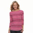 Women's Croft & Barrow&reg; Jacquard Boatneck Tee, Size: Xxl, Dark Pink